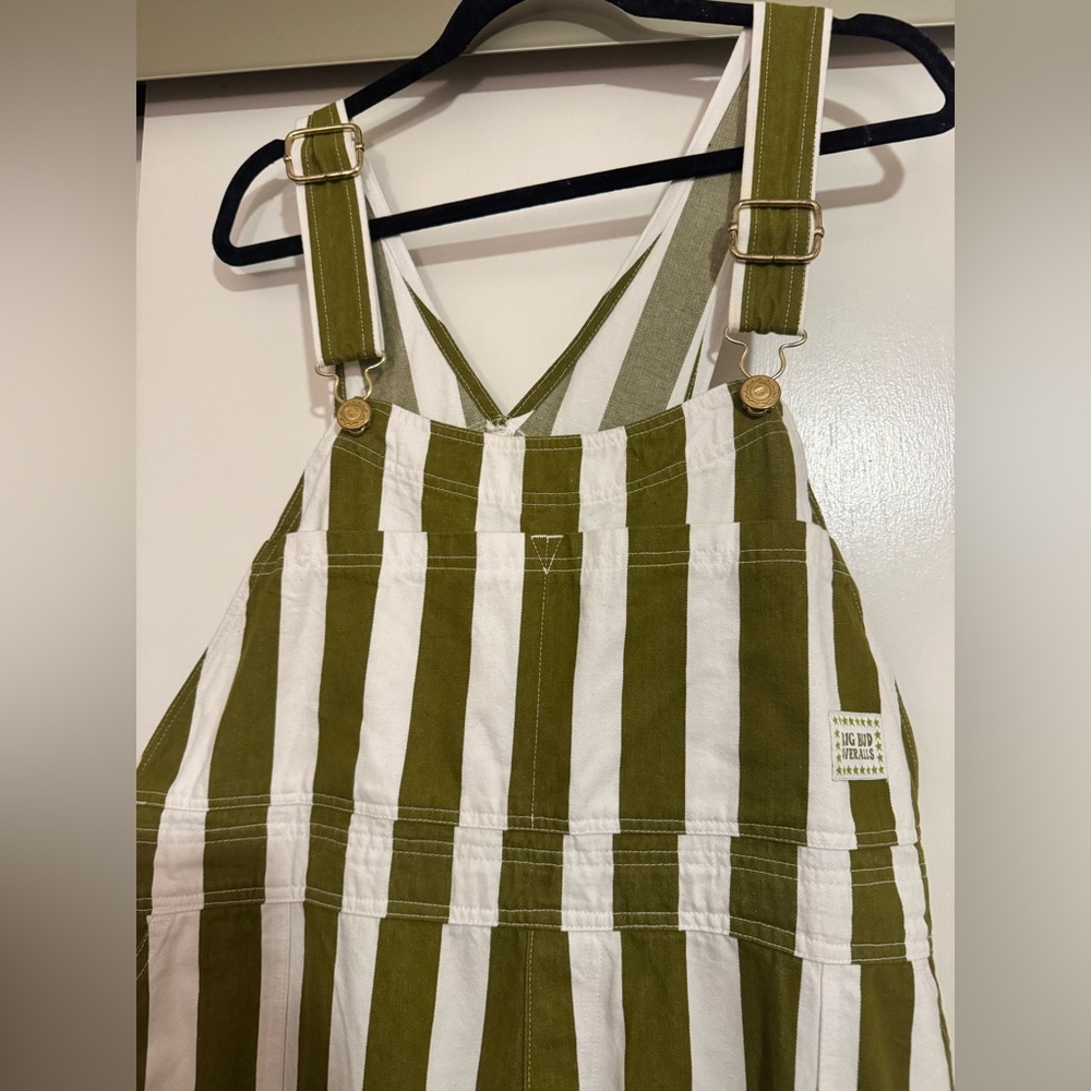 Big Bud Press Olive and White Striped Overalls - Picture 2 of 8